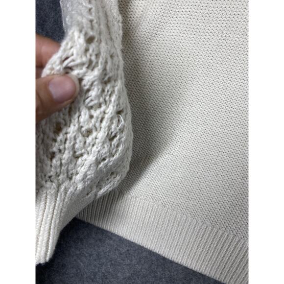 Lucky Brand Sweater Womens Extra Small Ivory Cable Knit Crochet Pullover 7W15102 - Picture 12 of 12